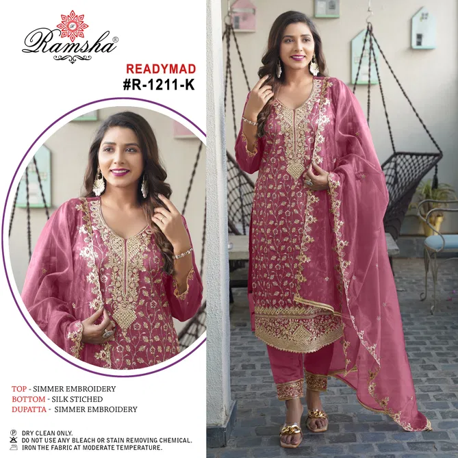 R 1211 I To L By Ramsha Simmer Embroidery Pakistani Readymade Suits Orders In India